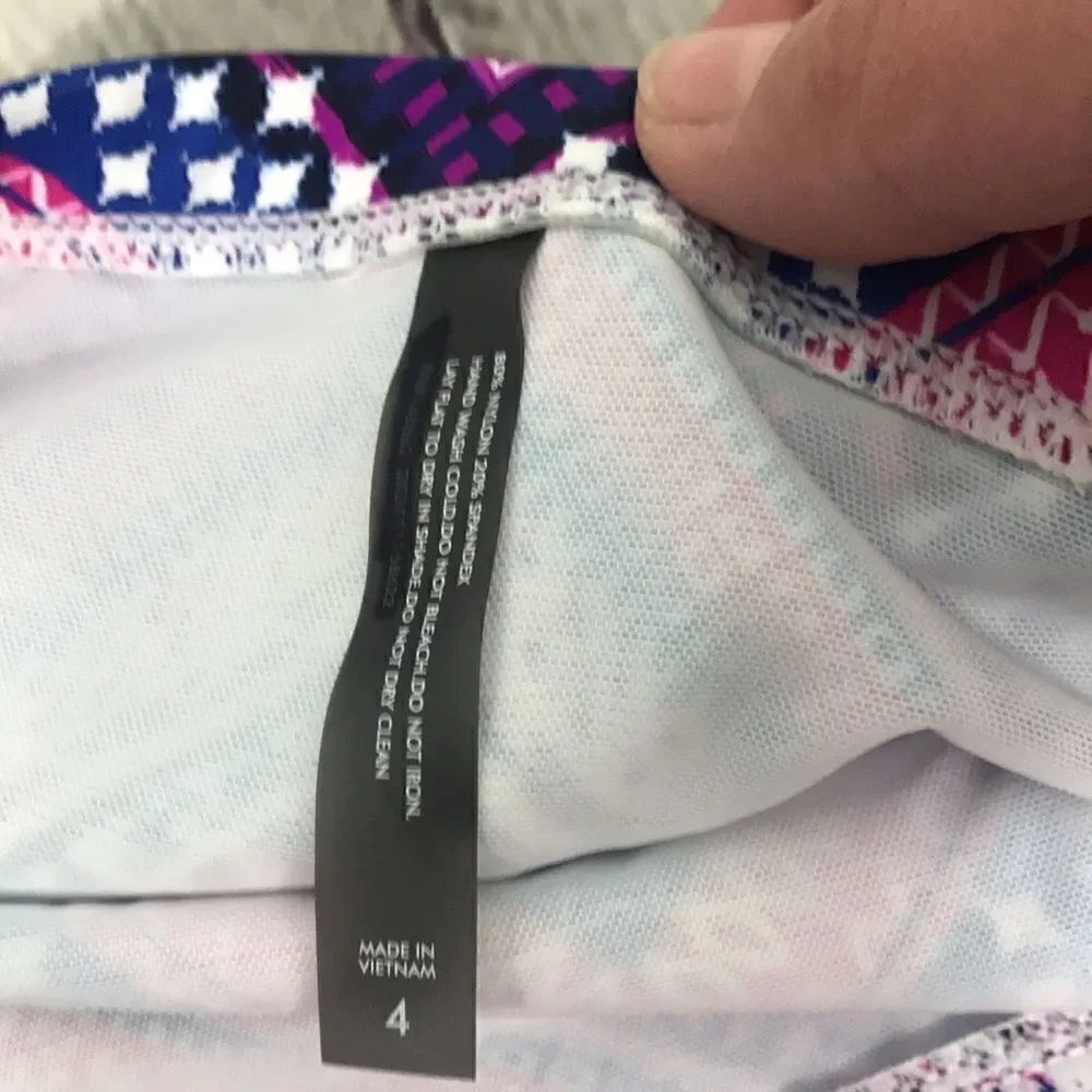 Torrid Pink MULTICOLOR CHEVRON PUSH-UP Mesh inset BIKINI BOTTOMS ONLY sz 4
